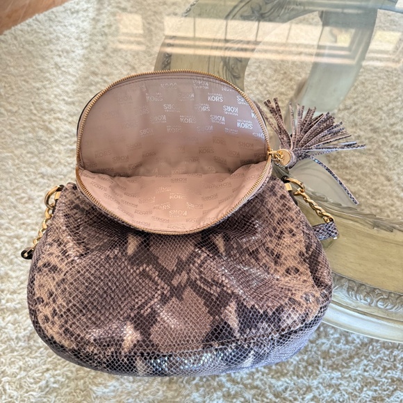 Michael Kors Bedford Crossbody Shoulder Bag Leather Python Embossed Handbag - Picture 9 of 14